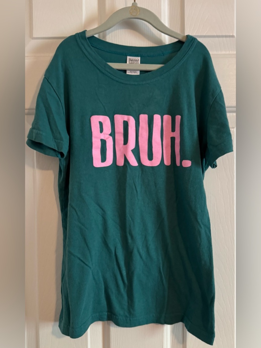 Kids' Teal Graphic Tee with Pink 'BRUH.' Print